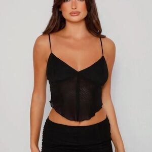 Tiger Mist Black Sheer Spaghetti Strap Cami